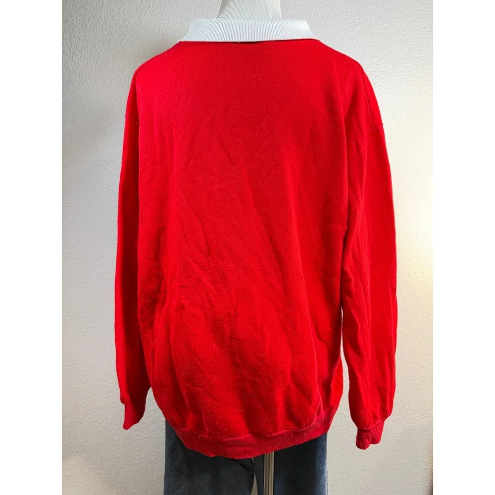 Vintage 90s Village Fair Christmas Sweatshirt Santa Puff Paint Ugly Sweater L/XL